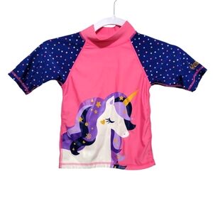 UV Skinz Girls Unicorn Swim Rash Guard Top Size 5